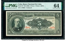 Cuba Banco Nacional de Cuba 5 Pesos ND (1905) Pick 67 PMG Choice Uncirculated 64. Interestingly, the National Bank of Cuba was a private bank, despite...