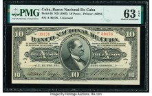 Cuba Banco Nacional de Cuba 10 Pesos ND (1905) Pick 68 PMG Choice Uncirculated 63 EPQ. While the Banco Nacional de Cuba sounds like a government bank,...