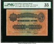 East Africa East African Currency Board 1000 Shillings = 50 Pounds 15.12.1921 Pick 18 PMG Choice Very Fine 35. Tiny serial number, 00025, and the A/1 ...