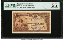 Egypt National Bank of Egypt 50 Piastres 16.9.1915 Pick 11 PMG About Uncirculated 55. Only brief circulation is seen on this stunning 50 Piastres of 1...