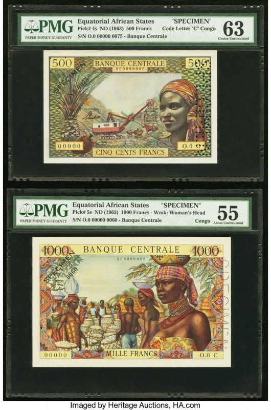 Equatorial African States, Congo Banque Centrale 500; 1000 Francs ND (1963) Pick...