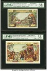 Equatorial African States, Congo Banque Centrale 500; 1000 Francs ND (1963) Pick 4s; 5s Two Specimen PMG Choice Uncirculated 63; About Uncirculated 55...