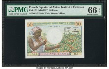 French Equatorial Africa Institut d'Emission de l'Afrique Equatoriale Francaise et du Cameroun 50 Francs ND (1957) Pick 31 PMG Gem Uncirculated 66 EPQ...