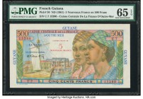 French Guiana Caisse Centrale de la France d'Outre-Mer 5 Nouveaux Francs on 500 Franc ND (1961) Pick 30 PMG Gem Uncirculated 65 EPQ. Banknotes from "G...