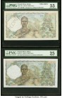 French West Africa Banque de l'Afrique Occidentale 1000 Francs 1945-54 Pick 42; 42s Issued Example and Specimen PMG Very Fine 25; About Uncirculated 5...