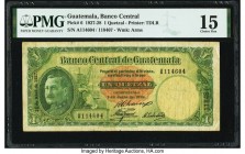 Guatemala Banco Central de Guatemala 1 Quetzal 21.4.1927 Pick 6 PMG Choice Fine 15. All banknotes from the first Central Bank series, featuring Genera...