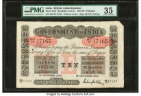 India Government of India 10 Rupees 18.10.1919 Pick A10v Jhunjhunwalla-Razack 2A.2.4.1 PMG Choice Very Fine 35. The large format 10 Rupee uniface note...