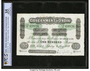 India Government of India, Bombay 100 Rupees 9.5.1916 Pick A17b Jhunjhunwalla-Razack 2A.5.2D2 PCGS Choice VF 35. Unusually high grade is fully earned ...