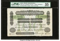 India Government of India, Madras 100 Rupees 16.2.1925 Pick A17y Jhunjhunwalla-Razack 2A.5.2E.3 PMG Choice Very Fine 35. While Madras city-of-origin e...
