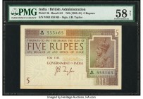 India Government of India 5 Rupees ND (1925-41) Pick 4b Jhunjhunwalla-Razack 3.4.1B PMG Choice About Unc 58 Net. Only the briefest trace of circulatio...