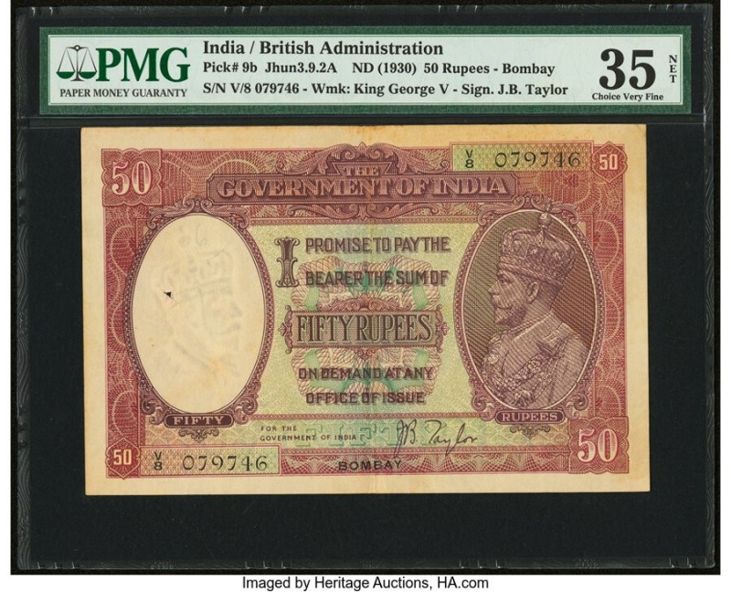 India Government of India, Bombay 50 Rupees ND (1930) Pick 9b Jhunjhunwalla-Raza...