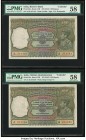 India Reserve Bank of India 100 Rupees ND (1943) Pick 20e Jhunjhunwalla-Razack 4.7.2B Two Consecutive Examples PMG Choice About Unc 58 (2). Incredible...
