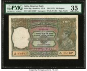 India Reserve Bank of India, Cawnpore 100 Rupees ND (1937) Pick 20g Jhunjhunwalla-Razack 4.7.1C PMG Choice Very Fine 35. Cawnpore-issued 100 Rupees ar...