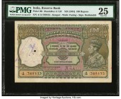 India Reserve Bank of India, Lahore 100 Rupees ND (1941-1944) Pick 20i Jhunjhunwalla-Razack 4.7.3F PMG Very Fine 25. This rare Lahore, Pakistan issue ...