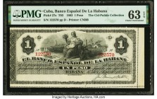 Cuba El Banco Espanol de la Habana 1 Peso 6.8.1883 Pick 27e PMG Choice Uncirculated 63 EPQ. Amazing, Uncirculated paper is seen on this 1 Peso from 18...