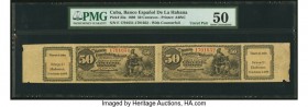 Cuba El Banco Espanol de la Habana 50 Centavos 28.10.1889 Pick 33a Uncut Pair PMG About Uncirculated 50. A well preserved pair of 50 Centavos from the...