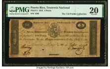 Puerto Rico Tesoreria Nacional 3 Pesos 31.7.1815 Pick 5 PMG Very Fine 20. Currency was issued in Puerto Rico under Spanish authority beginning in 1812...