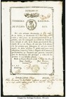 Puerto Rico Tesoreria Nacional 25 pesos 4.5.1813 Pick Unlisted Ed. 4 Treasury Certificate About Uncirculated-Uncirculated. An early Treasury Certifica...