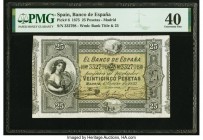 Spain Banco de Espana 25 Pesetas 1.1.1875 Pick 6 PMG Extremely Fine 40. As the throne traded hands in the 19th century, emissions from the Bank of Spa...