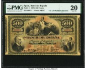 Spain Banco de Espana 500 Pesetas 1.7.1876 Pick 12 PMG Very Fine 20. Spanish emissions from the 1870s are quite rare today, as the vast majority were ...