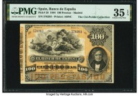 Spain Banco de Espana 100 Pesetas 1.1.1884 Pick 26 PMG Choice Very Fine 35 EPQ. The 1884 issues printed by ABNCo. employed a nice array of colors, par...