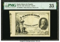 Spain Banco de Espana 50 Pesetas 1.10.1886 Pick 35 PMG Choice Very Fine 35. A lovely note, this type is among the first series of Spanish banknotes pr...