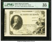 Spain Banco de Espana 500 Pesetas 1.10.1886 Pick 37 PMG Choice Very Fine 35. There has been an influx of great Spanish paper money graded by PMG in re...