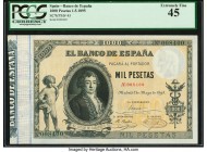 Spain Banco de Espana 1000 Pesetas 1.5.1895 Pick 45 PCGS Currency Extremely Fine 45. This large denomination was issued during the Cuban War and had m...
