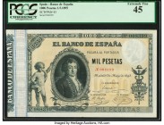 Spain Banco de Espana 1000 Pesetas 1.5.1895 Pick 45 PCGS Currency Extremely Fine 45. Pleasing designs are seen on both sides of this large format, hig...