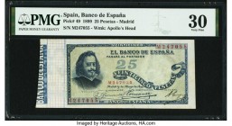 Spain Banco de Espana 25 Pesetas 17.5.1899 Pick 49 PMG Very Fine 30. The 1899 series of notes from the Bank of Spain has an interesting security featu...