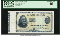 Spain Banco de Espana 100 Pesetas 1.5.1900 Pick 51a PCGS Currency Extremely Fine 45. Splendid paper and colors are seen on this highest denomination o...