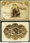 Spain Banco de Espana 50 Pesetas 30.11.1906 Pick 58 for Type Photo Proofs. This Photo Proof face and back are nearly as close to a final design as one...