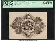 Spain Banco de Espana 500 Pesetas ND (1907) Pick UNL Back Photographic Proof PCGS Currency Very Choice New 64PPQ. Although the PCGS label does not att...