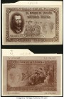 Spain Banco de Espana 25 Pesetas 10.9.1926 Face and Back Photo Proofs Pick 71 for Type. Photographs on card stock, both dated in pencil, 1926. The fac...