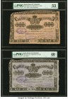 Spain Banco de Valladolid 500; 1000; 2000 Reales de Vellon 1.8.1857 Pick S433b; S434; S435 PMG About Uncirculated 53; Extremely Fine 40; Very Fine 20....