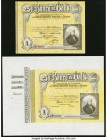 Spain Banco De Valls, Valls 25; 50; 100; 200; 500 Pesetas Four Obligations and Five Obligation Proofs Extremely Fine-Uncirculated. A group of Obligati...