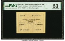Tangier Junta De Servicios Municipales 0.50 Francos WWII 10.1942 Pick 2 PMG About Uncirculated 53. At the time of cataloging, this small change note i...