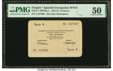 Tangier Servicios Municipales WWII 2 Francos 8.1941 Pick 4 PMG About Uncirculated 50. The temporary occupation of this Moroccan city by Franco, necess...