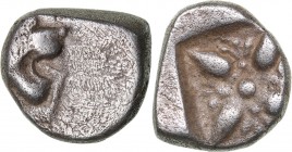 Ionia - Miletos AR Obol - (circa 520-450 BC)
0.88 g. 9mm. VF/VF Forepart of roaring lion to right. / Stellate pattern within incuse square.