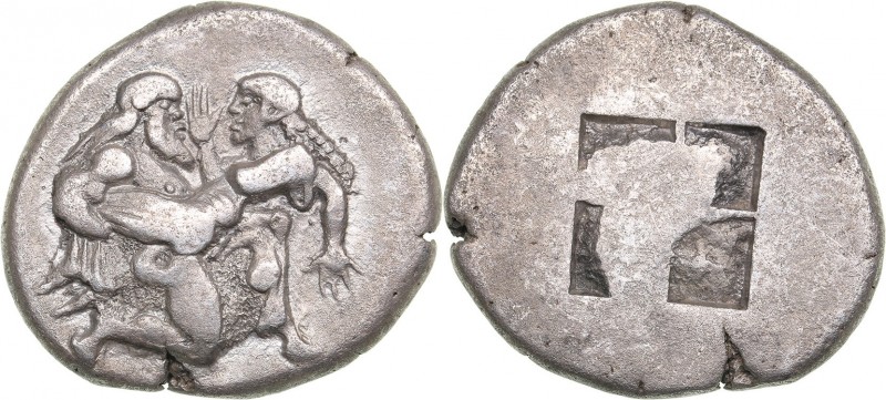 Thrace - Thasos AR stater (463-411 BC)
8.25 g. 22mm. XF-/XF Naked ithyphallic S...