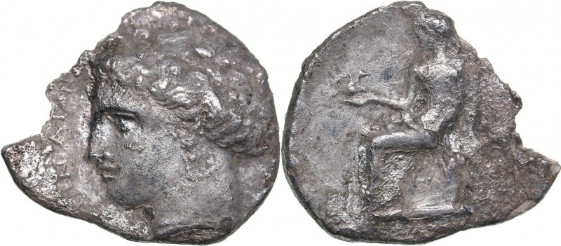 Bruttium - Terina AR Drachm (circa 300 BC)
1.97 g. 17mm. F/F Head of female lef...
