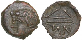 Bosporus Kingdom, Pantikapaion Æ obol (Ca. 275-245 BC)
1.92 g. 16mm. VF+/XF- Perisad II., 284-245 BC. Wreathed head of satyr left / Bow and arrow; ΠΑ...