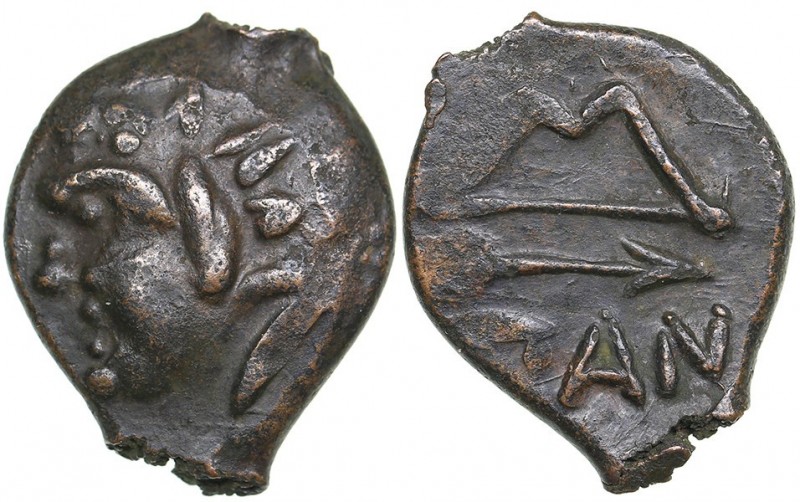 Bosporus Kingdom, Pantikapaion Æ obol (Ca. 275-245 BC)
2.26 g. 16mm. VF+/XF- Pe...