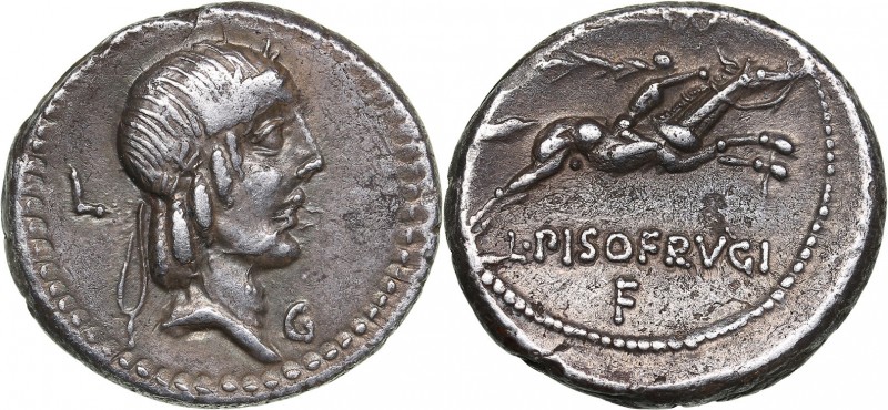 Roman Republic AR denarius - L. Calpurnius Piso Frugi (90 BС)
4.02 g. 19mm. XF/...