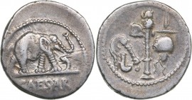 Roman Empire AR Denarius - Julius Caesar April-August 49 BC
3.92 g. 19mm. AU/XF Mint luster. Rare condition. Military mint traveling with Caesar. Ele...