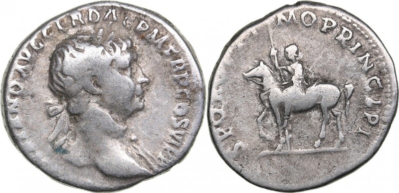 Roman Empire Denarius - Trajan (98-117 AD)
3.36 g. 19mm. VF/F IMP TRAIANO AVG G...
