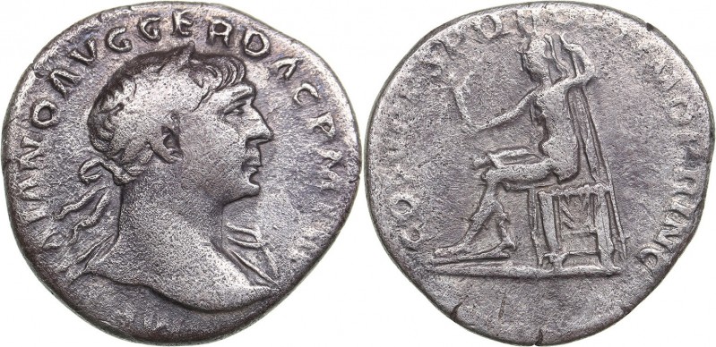 Roman Empire Denarius - Trajan (98-117 AD)
2.90 g. 18mm. VF/F IMP TRAIANO AVG G...