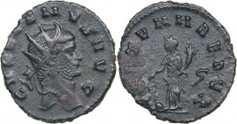 Roman Empire Antoninianus - Gallienus (253-268 AD)
3.10 g. 21mm. VF+/VF- Bust of the emperor wearing a crown. / Goddess Fortune holds a cornucopia an...