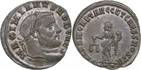 Roman Empire Æ Follis - Maximian 305-311 AD
7.45 g. 26mm. XF/XF Bust of the emperor right./ Goddess Moneta with scales and cornucopia.