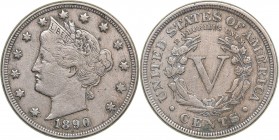 USA 5 cents 1890
4.84 g. VF/VF KM# 112.